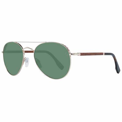 Ermenegildo Zegna Couture ZC0002 28N56 Men's Sunglasses - Rose Gold Titanium Frame, Green Lenses, 56mm