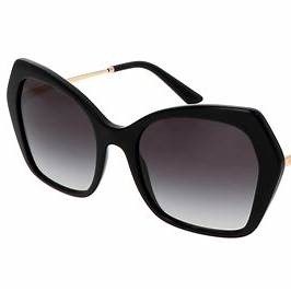 Dolce & Gabbana DG4399 501/8G 56 Occhiali da sole a farfalla da donna - Montatura nera, lenti grigio sfumato