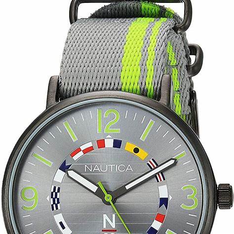 Nautica NAPWGS903 Men's Quartz Watch - Grey Dial, Two-Tone Fabric Strap