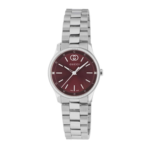 Gucci G-Timeless YA1265069 29 mm Quartz – Burgundy Dial, Steel Bracelet