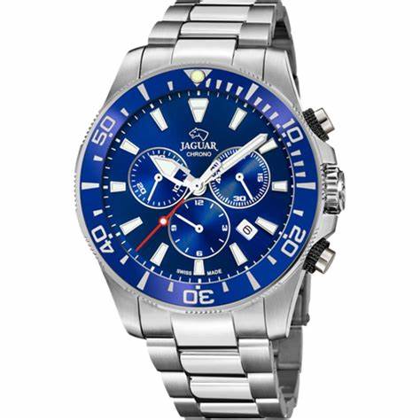 Jaguar Men's Swiss Quartz Chronograph Watch - Model J861/2, Stainless Steel Case, Blue Dial, Sapphire Crystal