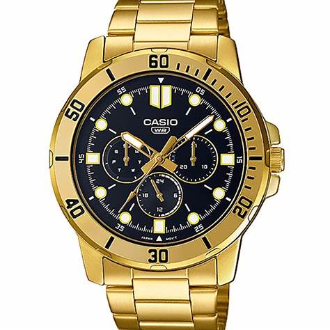 Casio MTP-VD300G-1EUDF Men's Gold-Tone Analog Watch – Black Dial