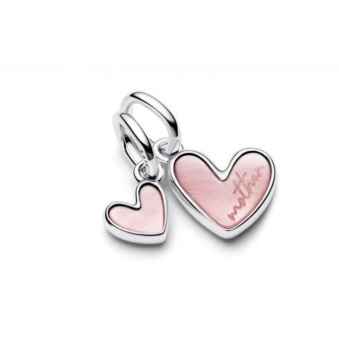 Pandora Splittable Mother & Daughter Dangle Charm 793766C01 - Sterling Silver, Pink Enamel Hearts