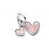 Pandora Splittable Mother & Daughter Dangle Charm 793766C01 - Sterling Silver, Pink Enamel Hearts
