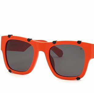 Philipp Plein SPP042W-54V47F Unisex Square Sunglasses – Matte Dark Orange Frame, Grey Lenses