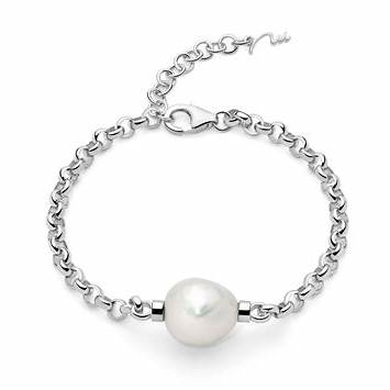 Miluna PBR3546B Bracciale da donna - Argento 925 con perle bianche e design floreale