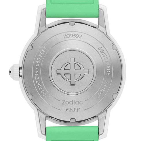 Zodiac Super Sea Wolf Ceramic Compression ZO9592 Men's Automatic Watch - Green Dial, Green Rubber Strap