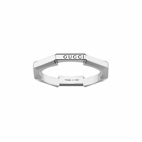 Gucci Link to Love 18ct White Gold 3mm Mirrored Ring - Size 6