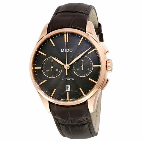 Mido Belluna II M0244273606100 Orologio automatico da uomo - Quadrante nero, cinturino in pelle marrone