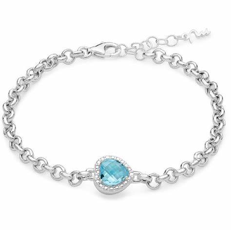 Miluna BRD934 Bracciale da donna - Argento 925 con topazio blu rotondo