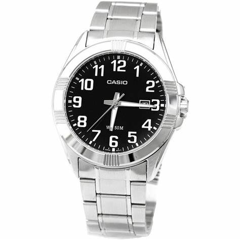 Casio MTP-1308D-1BVDF Herren-Edelstahlarmbanduhr – Schwarzes Zifferblatt