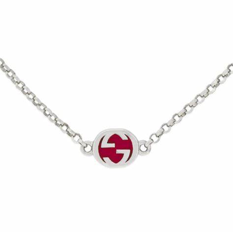 Gucci Interlocking G Sterling Silver Multicoloured Enamel Necklace - Model YBB728953001