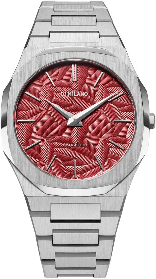 D1 MILANOD1 Milano UTBJ33 Ultra Thin Watch – Red Textured Dial, 40mm Stainless SteelWATCHESEcecile