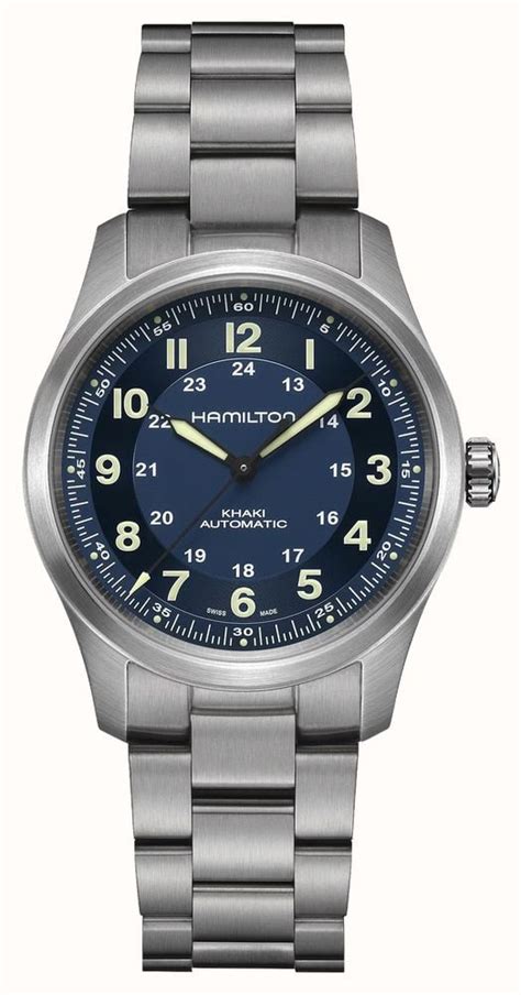 Hamilton Khaki Field Titanium Auto H70205140 - Cassa in titanio da 38 mm, quadrante blu