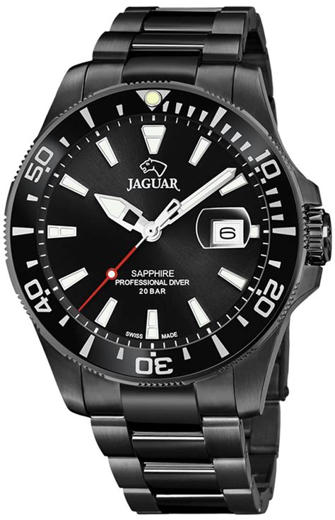 Orologio subacqueo Jaguar Executive J989/1 Uomo - Cassa in acciaio inossidabile PVD nero, quadrante nero, bracciale in acciaio inossidabile nero