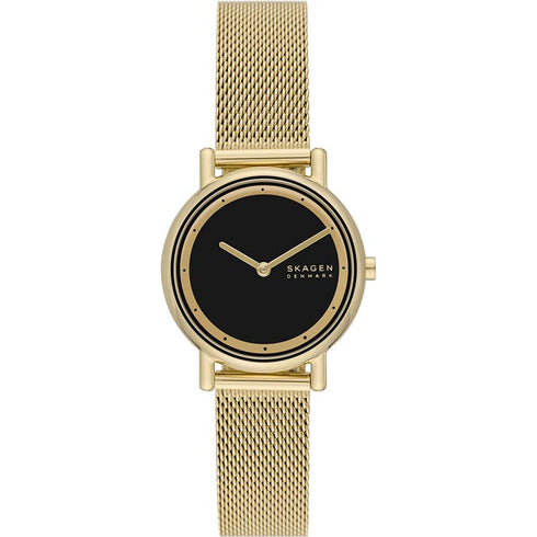 Orologio Skagen Denmark Signatur Lille SKW3111 Donna - Maglia oro, quadrante nero, 30mm