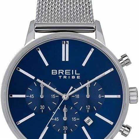 Breil Avery EW0507 Men's Chronograph Watch - 42mm Blue Sunray Dial, Stainless Steel Milanese Mesh Bracelet