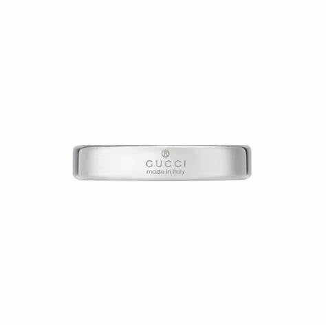 Gucci Tag Sterlingsilber 4mm Ring mit ineinandergreifendem G-Logo - Größe 6