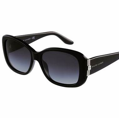 Occhiali da sole rettangolari da donna Ralph Lauren RL 8127B - Montatura nera, lenti sfumate grigie