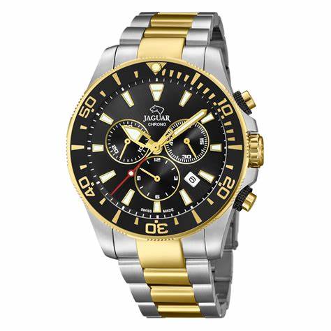 Jaguar Men's Swiss Quartz Chronograph Watch - Model J862/2, Two-Tone Stainless Steel, Black Dial