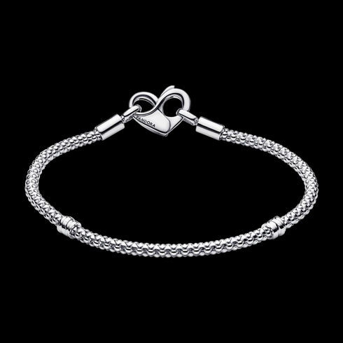 Pandora Moments Bracciale a catena con borchie 592453C00-23 - Argento 925, chiusura a cuore, 23 cm