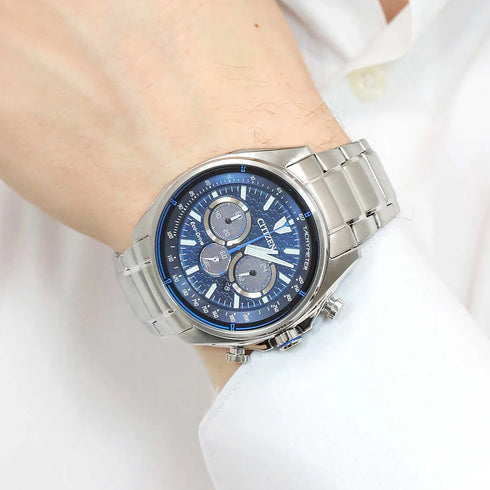 Citizen CA4560-81L Reloj cronógrafo Eco-Drive para hombre - Acero inoxidable, esfera azul