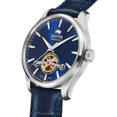 Jaguar J966/3 Men's Automatic Watch - Blue Dial, Blue Leather Strap