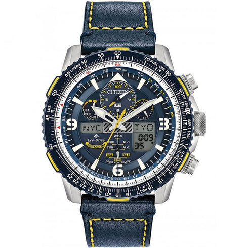 Citizen Promaster Skyhawk A-T JY8078-01L Blue Angels Men's Watch - Stainless Steel, Blue Leather Strap