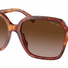 Ralph by Ralph Lauren RA5304U 6011/13 Occhiali da sole quadrati da donna - Montatura avana arancione, lenti sfumate marroni