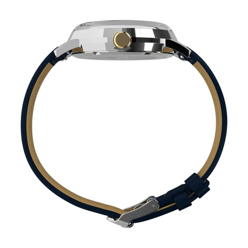 Timex TW2Y47900 Men’s Marlin GMT 40mm Blue Dial Leather Strap Watch