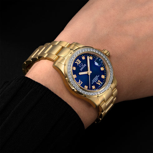 Jaguar J895/3 Women's Executive Diver Watch - Gold-Tone Stainless Steel, Blue Dial