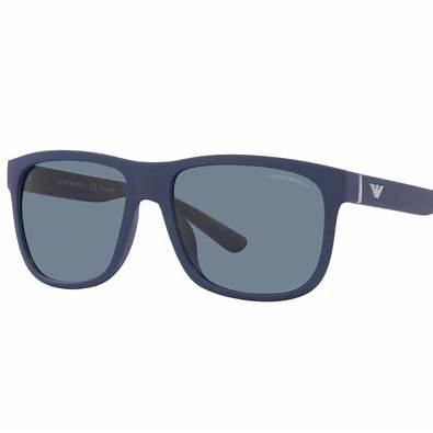 Emporio Armani EA4182U 5088/2V Gafas de sol unisex - montura azul mate, lentes azul oscuro polarizadas, 57mm