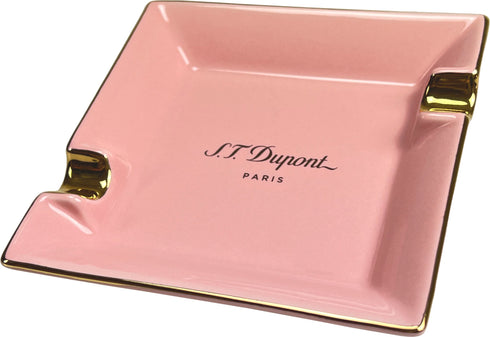 S.T. Dupont Mini Pastel Pink Ashtray Model 006278 - Porcelain with Rose Gold Finishes