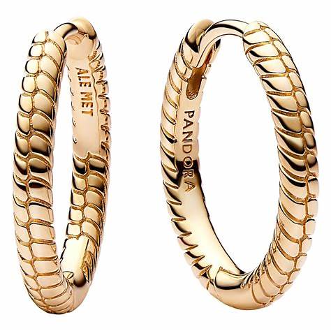 Pandora 262728C00 Pendientes de aro con dije Moments - baño de oro de 14k, 18mm