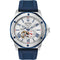 Bulova Marine Star 98A225 Men's Automatic Watch - Silver White Dial, Blue Silicone Strap