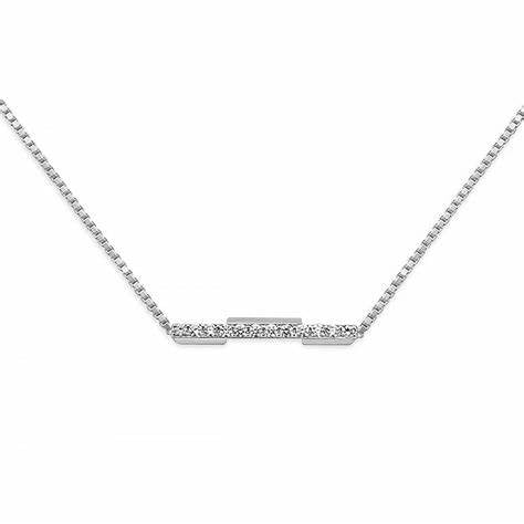 Gucci Link to Love 18ct White Gold Diamond Bar Necklace - Model YBB662132001