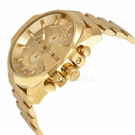 Diesel Mega Chief DZ4360 Men's Watch - Gold Dial, Gold Stainless Steel Bracelet