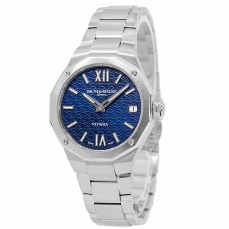 Baume & Mercier Riviera 10727 Orologio al quarzo da donna - Quadrante blu, bracciale in acciaio inossidabile