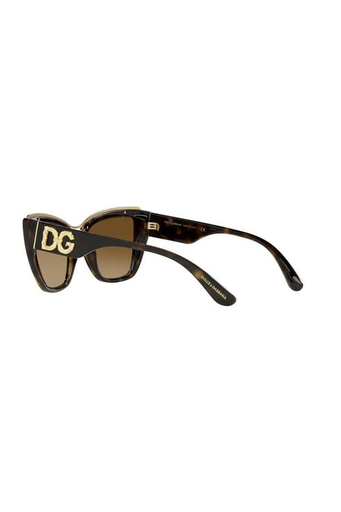 Dolce & Gabbana DG6144 502/13 Women's Cat-Eye Sunglasses - Havana Frame, Brown Gradient Lenses