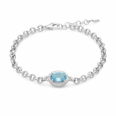 Miluna BRD934 Bracciale da donna - Argento 925 con topazio blu rotondo