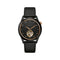 Bulova 98A322 Men's Automatic Watch – Black IP Case, Open Heart Dial, Leather Strap