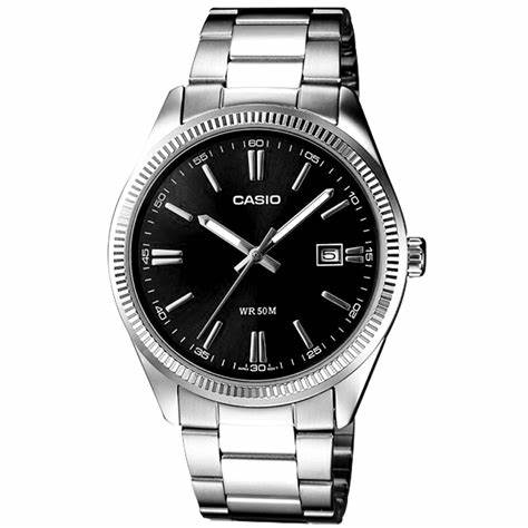 Reloj para hombre Casio MTP-1302D-1A1VDF - Esfera negra, correa de acero inoxidable