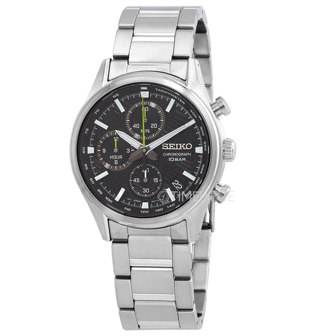 Seiko SSB419P1 Men's Quartz Chronograph Watch - 39.5mm Stainless Steel, Black Dial