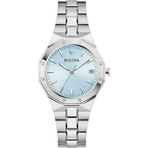 Bulova 96M169 Women's Quartz Watch – Stainless Steel, Blue Dial, Sapphire Crystal
