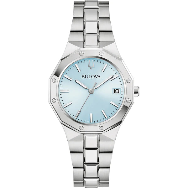 Bulova 96M169 Women's Quartz Watch – Stainless Steel, Blue Dial, Sapphire Crystal