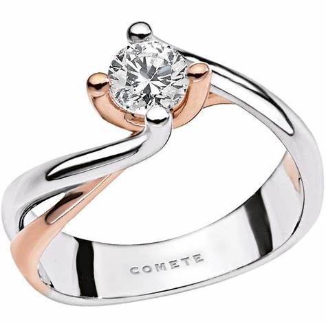 Comete Magnolia ANB1852 18K Bicolor Gold Solitär Ring - 0,15 Karat Diamant