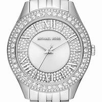 Michael Kors MK4708 Women's Harlowe Silver-Tone Watch with Pavé Crystal Bezel