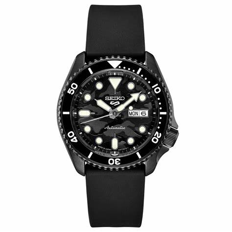 Seiko 5 Sports SRPJ39K1 Yuto Horigome Limited Edition - Black Camouflage Dial, Silicone Strap