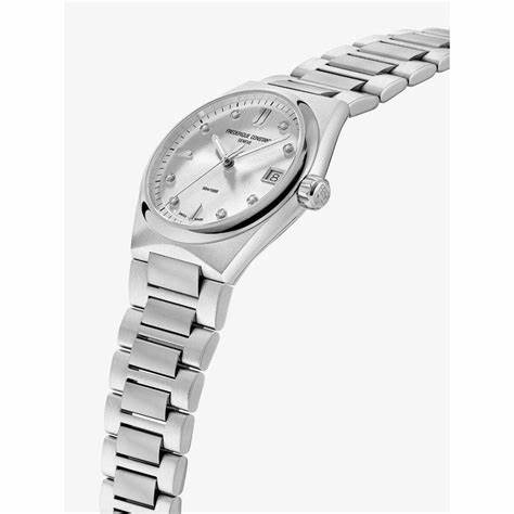 Frederique Constant Highlife Donna Quarzo FC-240SD2NH6B - Quadrante argento 31 mm, indici di diamanti, bracciale in acciaio inossidabile