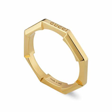 Gucci Link to Love 18ct Yellow Gold 3mm Mirrored Ring - Size 6